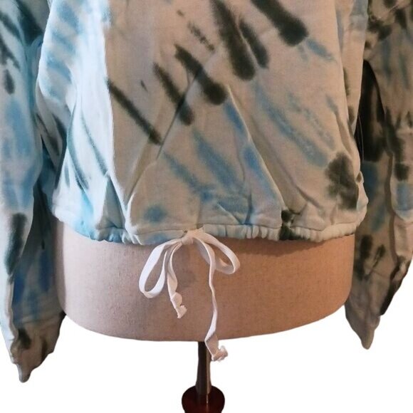 NEW Lucky Brand Crew Neck Cropped Blue Green Tie-Dye Sweatshirt Size XXL - Picture 5 of 11